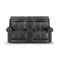 Alexander Weathered Stone Leather Power Reclining Loveseat with Console, Power Headrest & Lumbar
