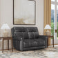 Alexander Weathered Stone Leather Power Reclining Loveseat with Power Headrest & Lumbar