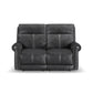 Alexander Weathered Stone Leather Power Reclining Loveseat with Power Headrest & Lumbar