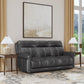 Alexander Weathered Stone Leather Power Reclining Sofa with Console, Power Headrest & Lumbar