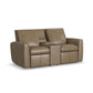 Aria Fawn Leather Power Reclining Loveseat with Console
