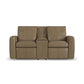 Aria Fawn Leather Power Reclining Loveseat with Console