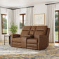 Maxwell Cedar Leather Power Reclining Loveseat with Console, Power Headrests and Lumbar