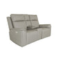 Vernon Dove Grey Fabric Power Reclining Loveseat with Console, Power Headrests, Lumbar, Heat & Massage