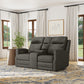 Maxwell Cinder Leather Power Reclining Loveseat with Console, Power Headrests and Lumbar