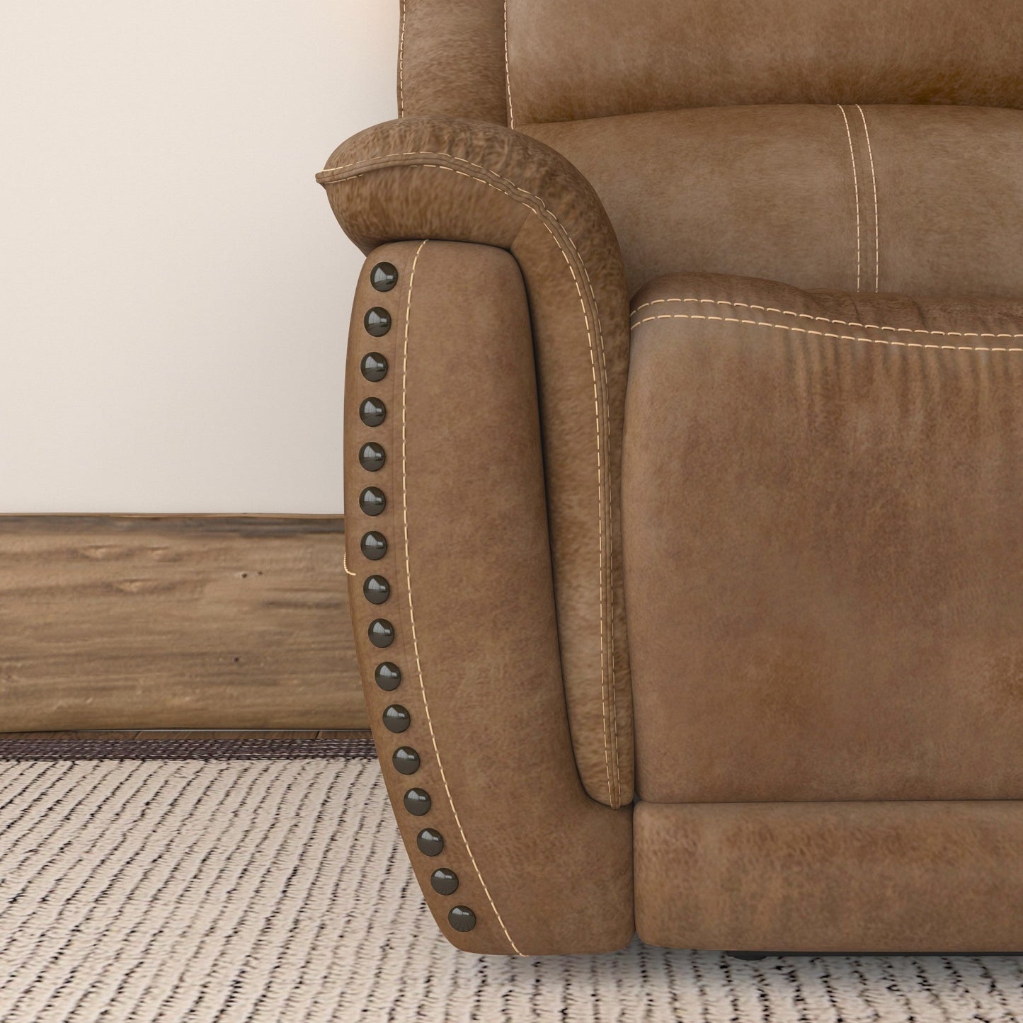Beau Silt Fabric Power Reclining Loveseat with Power Headrests