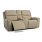 Jarvis Parchment Leather Power Reclining Loveseat with Console & Power Headrests