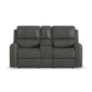 Linden Charcoal Leather Power Reclining Loveseat with Console & Power Headrests & Lumbar