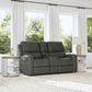 Linden Charcoal Leather Power Reclining Loveseat with Console & Power Headrests & Lumbar