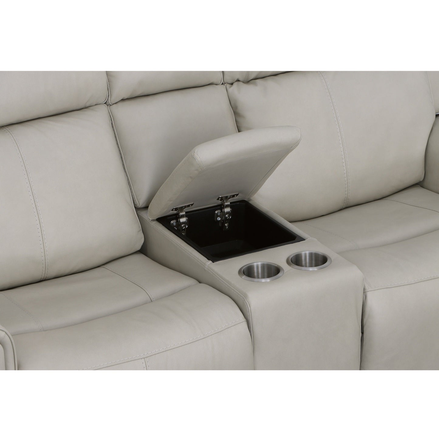 Barnett Gray Matters Leather Power Reclining Loveseat with Console, Power Headrests & Lumbar
