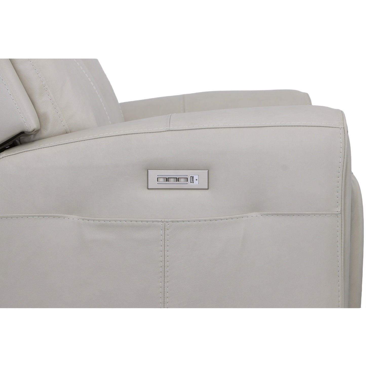 Barnett Gray Matters Leather Power Reclining Loveseat with Power Headrests & Lumbar