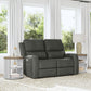 Linden Charcoal Leather Power Reclining Loveseat with Power Headrests & Lumbar