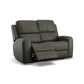 Linden Charcoal Leather Power Reclining Loveseat with Power Headrests & Lumbar