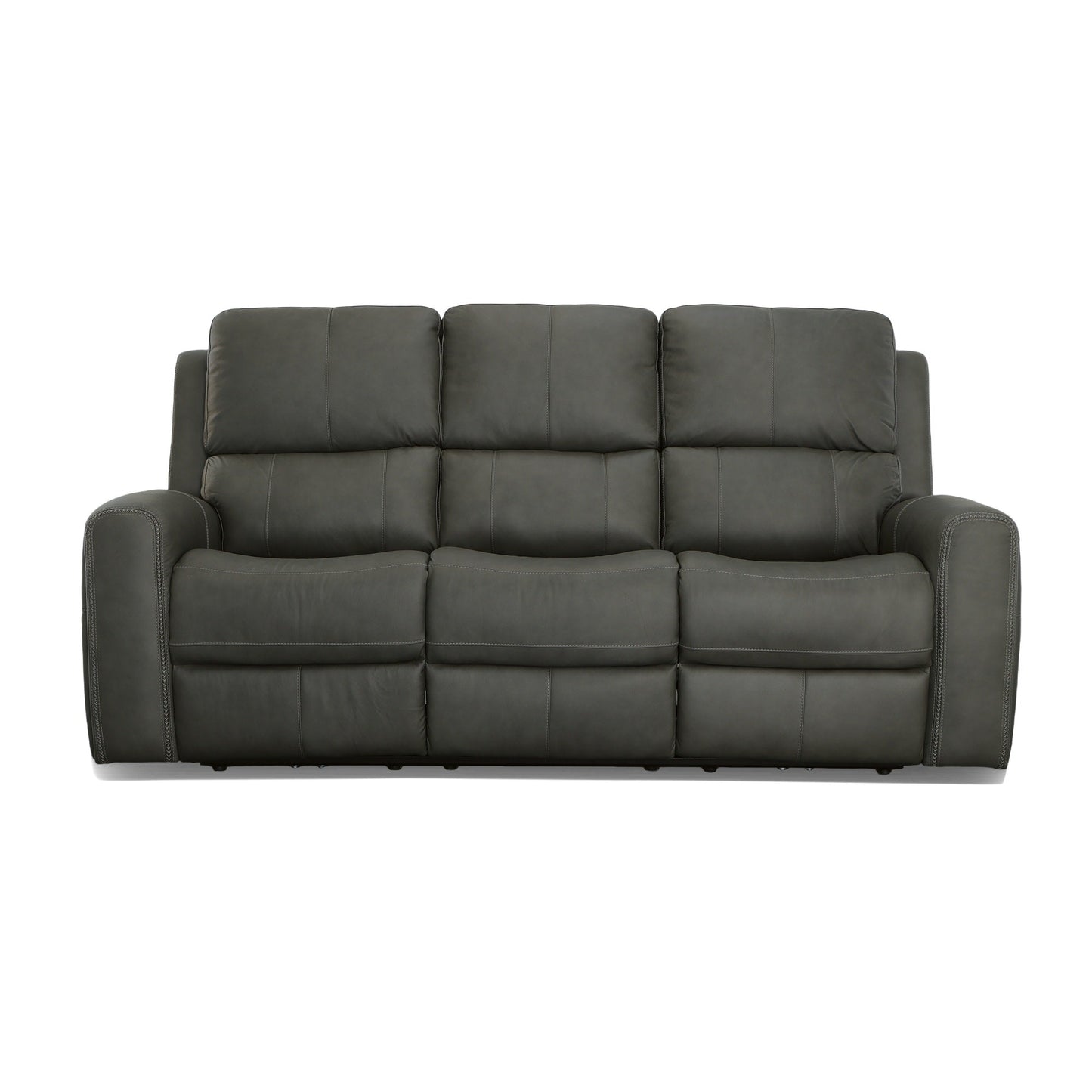 Linden Charcoal Leather Power Reclining Sofa with Power Headrests & Lumbar