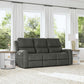 Linden Charcoal Leather Power Reclining Sofa with Power Headrests & Lumbar