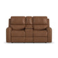 Linden Caramel Leather Power Reclining Loveseat with Console & Power Headrests & Lumbar