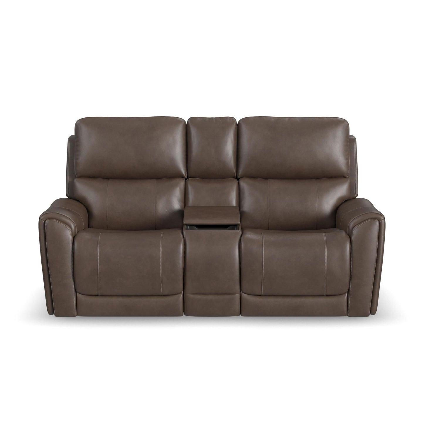 Carter Cappuccino Fabric Power Reclining Loveseat with Console & Power Headrests & Lumbar