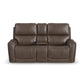 Carter Cappuccino Fabric Power Reclining Loveseat with Console & Power Headrests & Lumbar