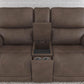 Carter Cappuccino Fabric Power Reclining Loveseat with Console & Power Headrests & Lumbar