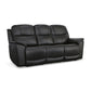 Crew Raven Leather Power Reclining Sofa with Power Headrests & Lumbar