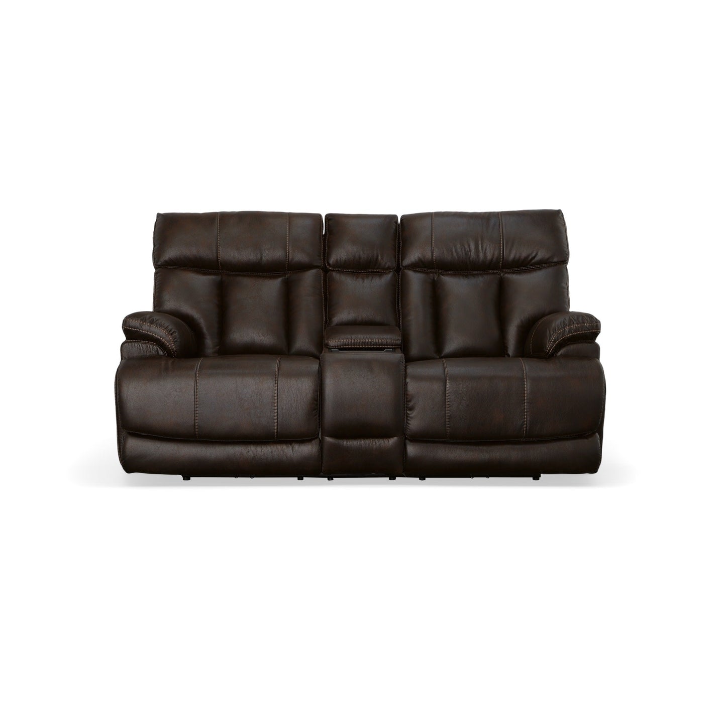 Clive Clove Fabric Power Reclining Loveseat with Console, Power Headrests & Lumbar