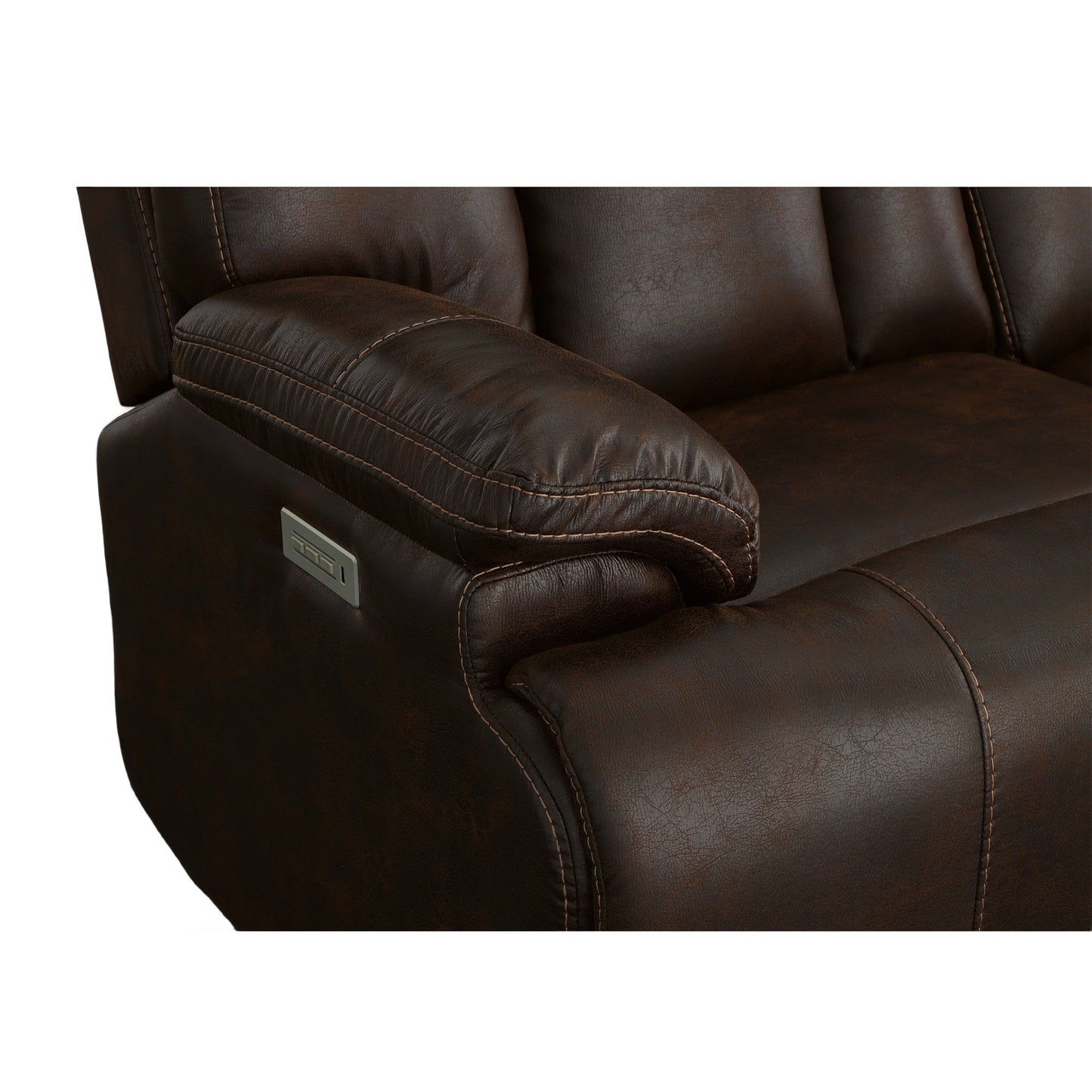 Clive Clove Fabric Power Reclining Sofa with Power Headrests & Lumbar