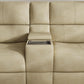 Henry Beige Leather Power Reclining Loveseat with Console & Power Headrests & Lumbar