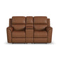 Henry Caramel Leather Power Reclining Loveseat with Console & Power Headrests & Lumbar