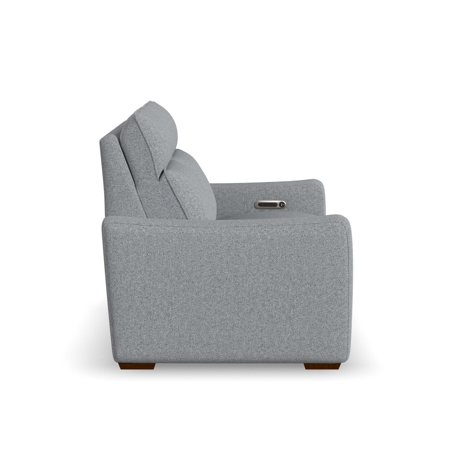 Ava Stonewash Fabric Power Reclining Loveseat with Power Headrest & Lumbar