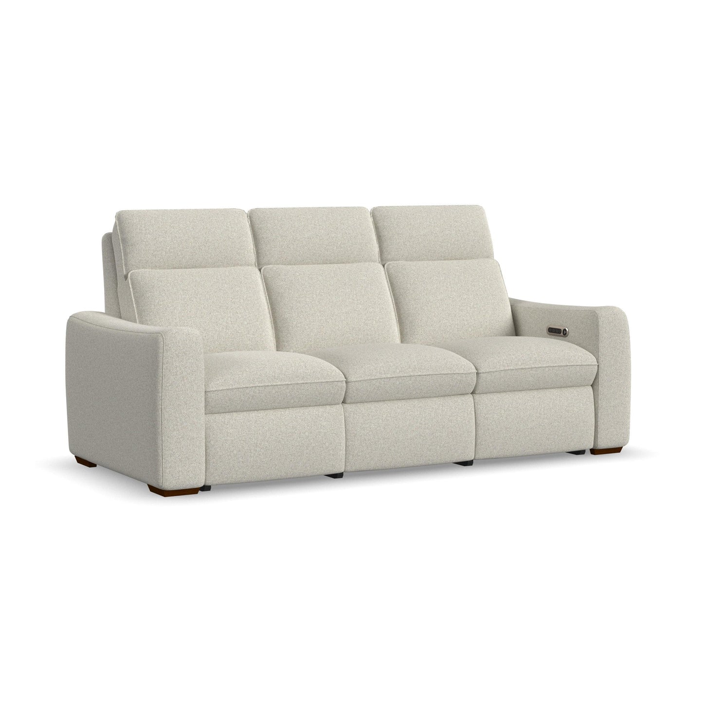 Ava Silver Sand Fabric Power Reclining Sofa with Power Headrest & Lumbar