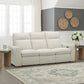 Ava Silver Sand Fabric Power Reclining Sofa with Power Headrest & Lumbar
