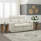 Ava Silver Sand Fabric Power Reclining Loveseat with Power Headrest & Lumbar