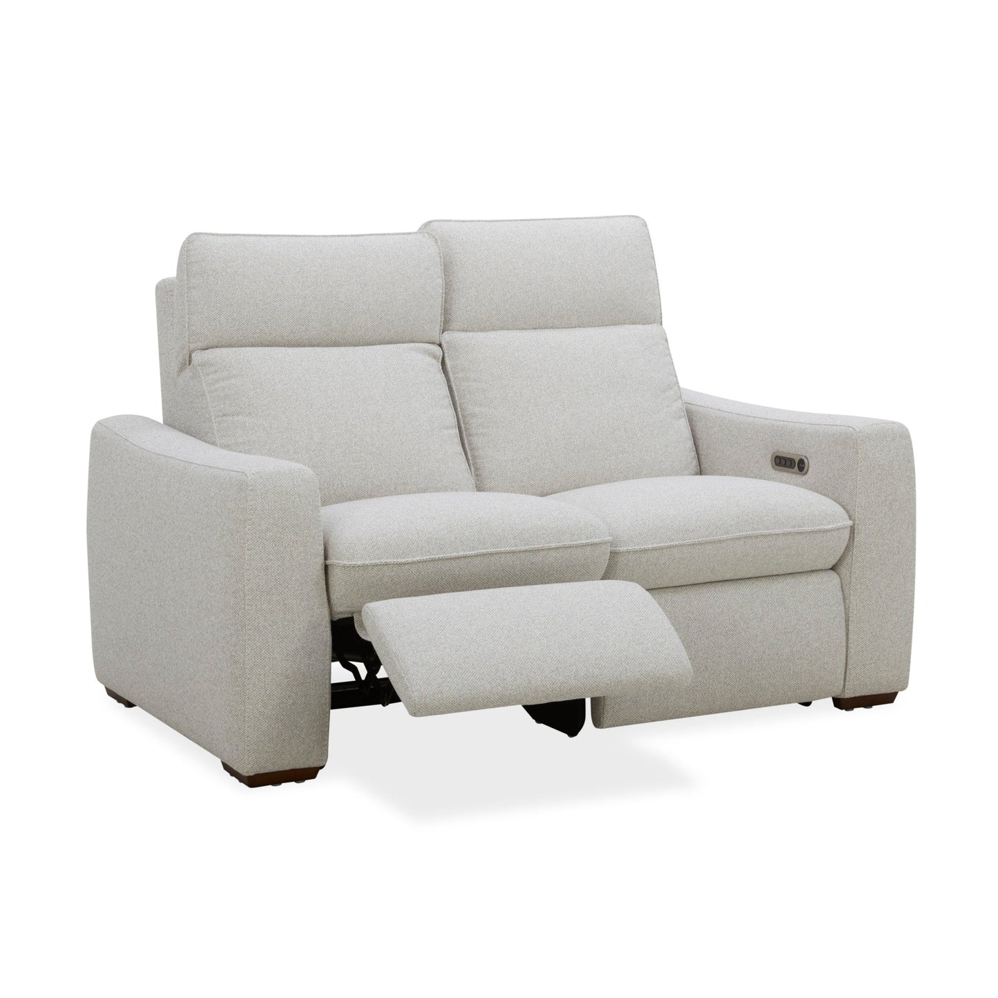Ava Silver Sand Fabric Power Reclining Loveseat with Power Headrest & Lumbar