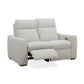 Ava Silver Sand Fabric Power Reclining Loveseat with Power Headrest & Lumbar