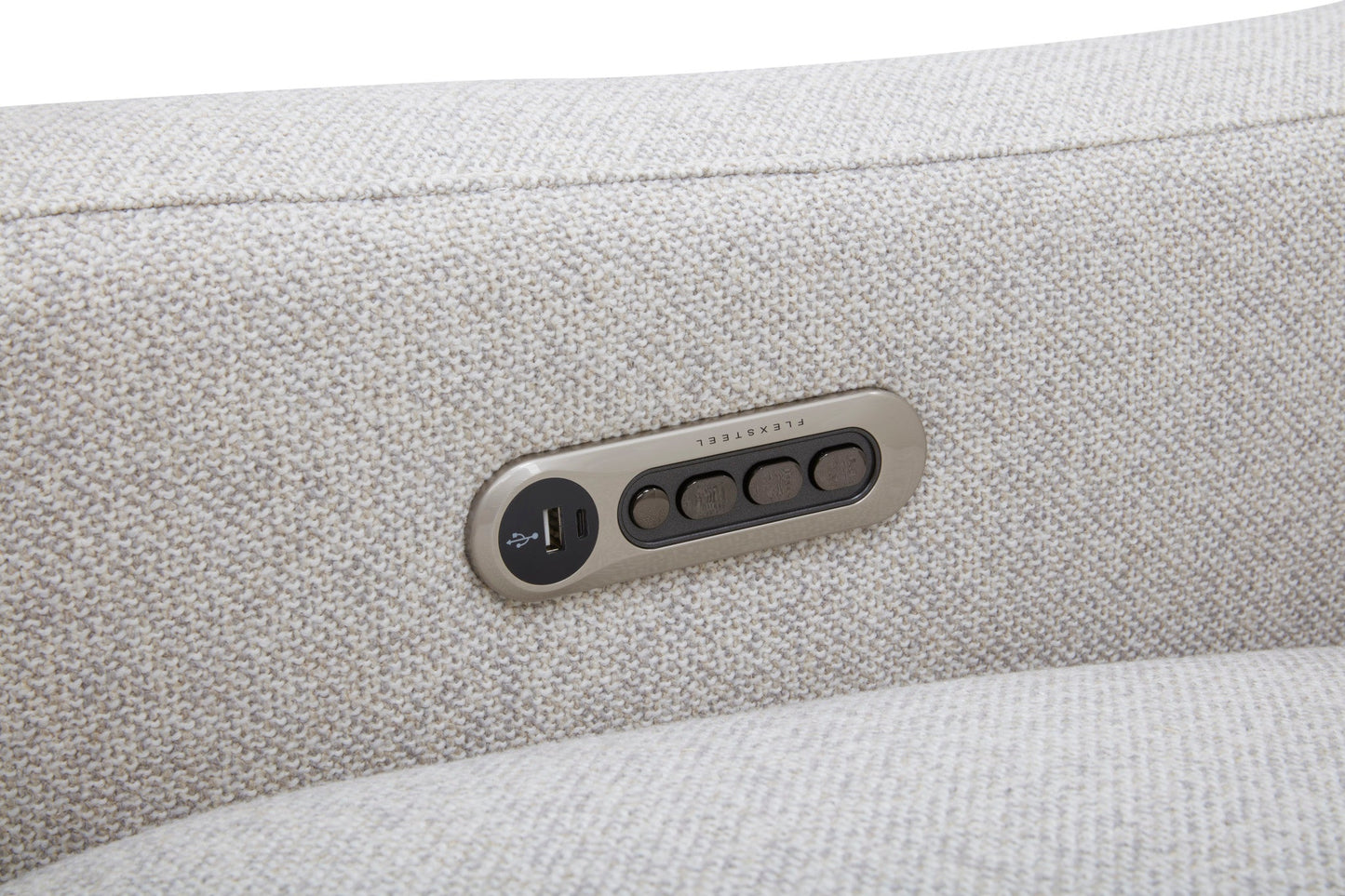 Ava Silver Sand Fabric Power Reclining Loveseat with Power Headrest & Lumbar