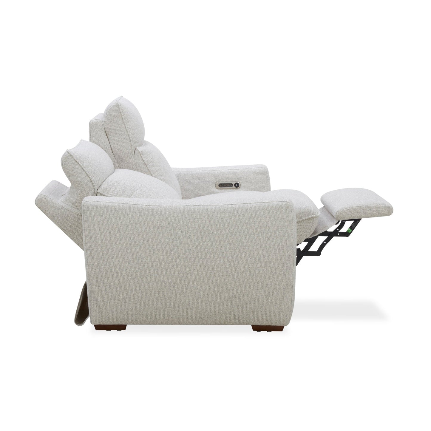 Ava Silver Sand Fabric Power Reclining Loveseat with Power Headrest & Lumbar