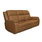 Ziggy Camel Leather Power Reclining Sofa with Power Headrest, Lumbar, Heat & Massage