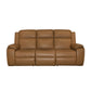 Ziggy Camel Leather Power Reclining Sofa with Power Headrest, Lumbar, Heat & Massage