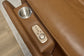 Ziggy Camel Leather Power Reclining Sofa with Power Headrest, Lumbar, Heat & Massage