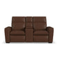 Sense Espresso Leather Power Reclining Loveseat with Console, Power Headrest, Lumbar & Pulse