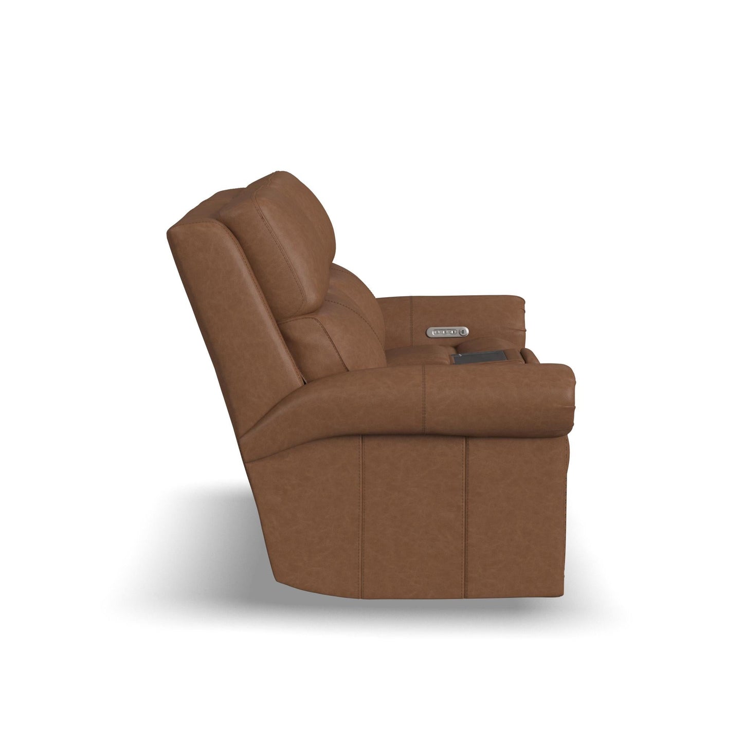 Bernard Leather Power Reclining Loveseat with Console, Power Headrests & Lumbar