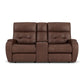 Strait Leather Power Reclining Loveseat with Console & Power Headrests
