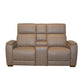 Vibe Taupe Fabric Power Reclining Loveseat with Console, Power Headrest, Lumbar, Heat, Massage & Pulse