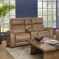 Vibe Taupe Fabric Power Reclining Loveseat with Console, Power Headrest, Lumbar, Heat, Massage & Pulse