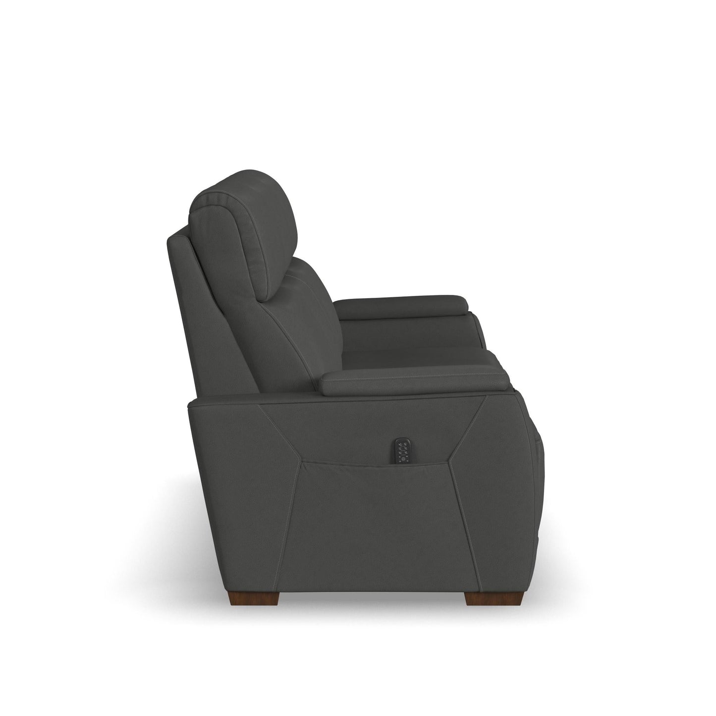Vibe Coal Fabric Power Reclining Sofa with Console, Power Headrest, Lumbar, Heat, Massage & Pulse