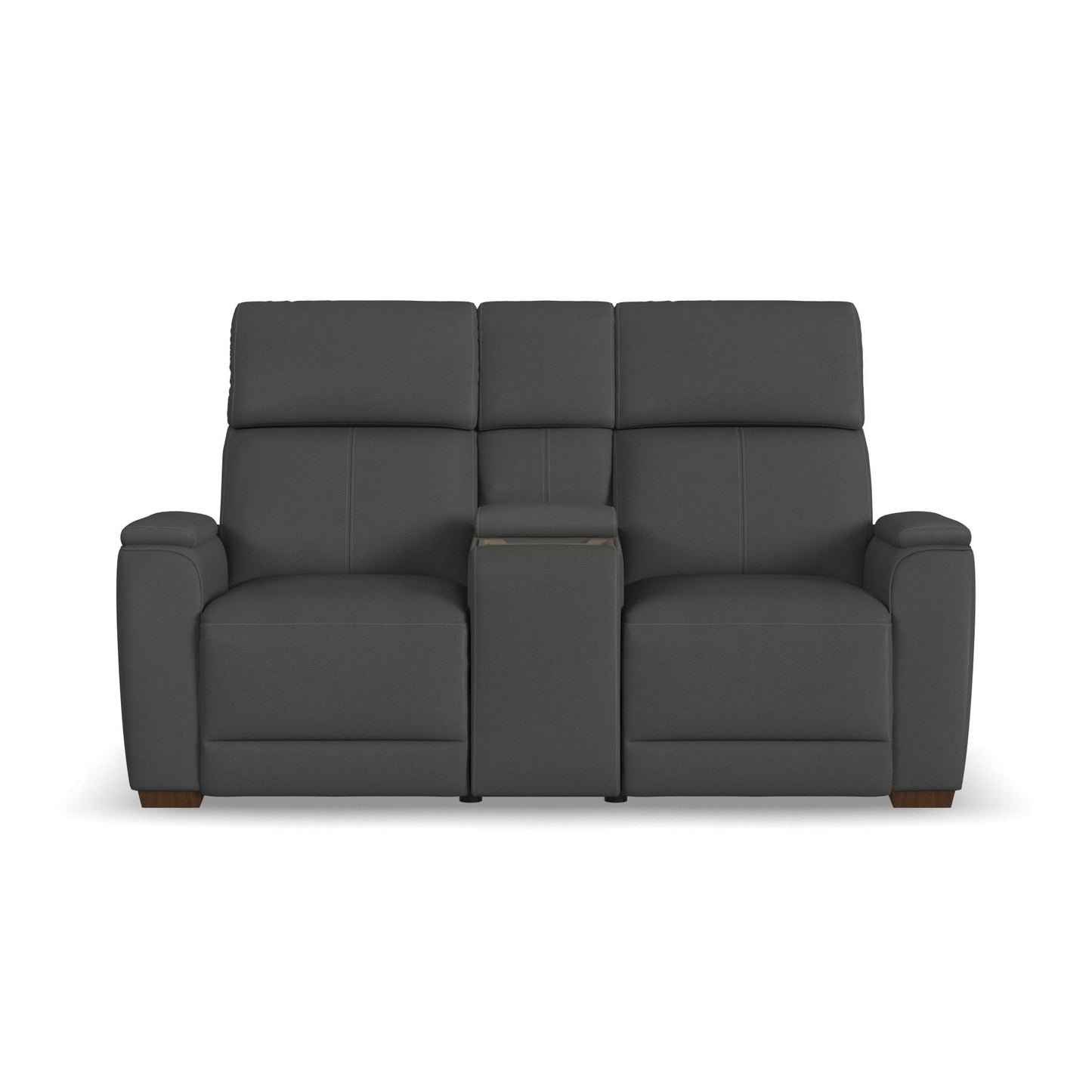 Vibe Coal Fabric Power Reclining Loveseat with Console, Power Headrest, Lumbar, Heat, Massage & Pulse