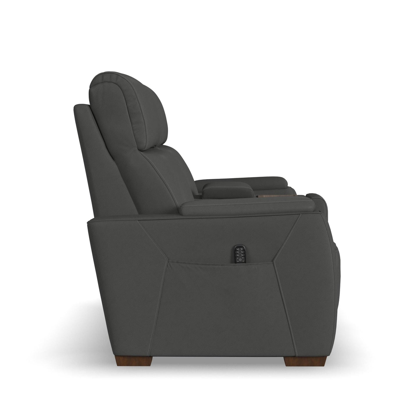 Vibe Coal Fabric Power Reclining Loveseat with Console, Power Headrest, Lumbar, Heat, Massage & Pulse