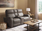 Vibe Coal Fabric Power Reclining Loveseat with Console, Power Headrest, Lumbar, Heat, Massage & Pulse
