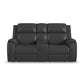 Ziggy Iron Leather Power Reclining Loveseat with Console, Power Headrest, Lumbar, Heat & Massage