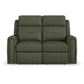 Felix Forest Green Leather Power Reclining Loveseat with Power Headrest, Lumbar, Heat & Massage